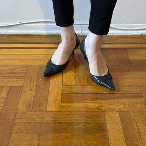 Nordstrom Whisper Dark Navy Blue Kitten Heels Leather Upper and Sole 12M